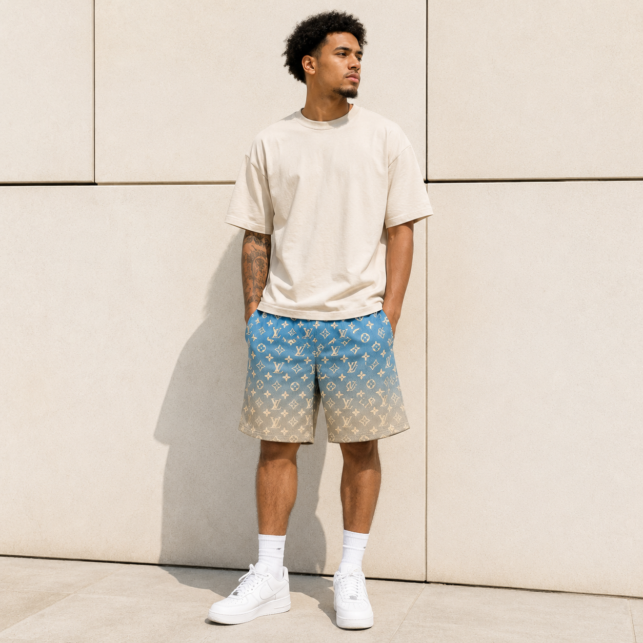 Denim Gradient Star Shorts