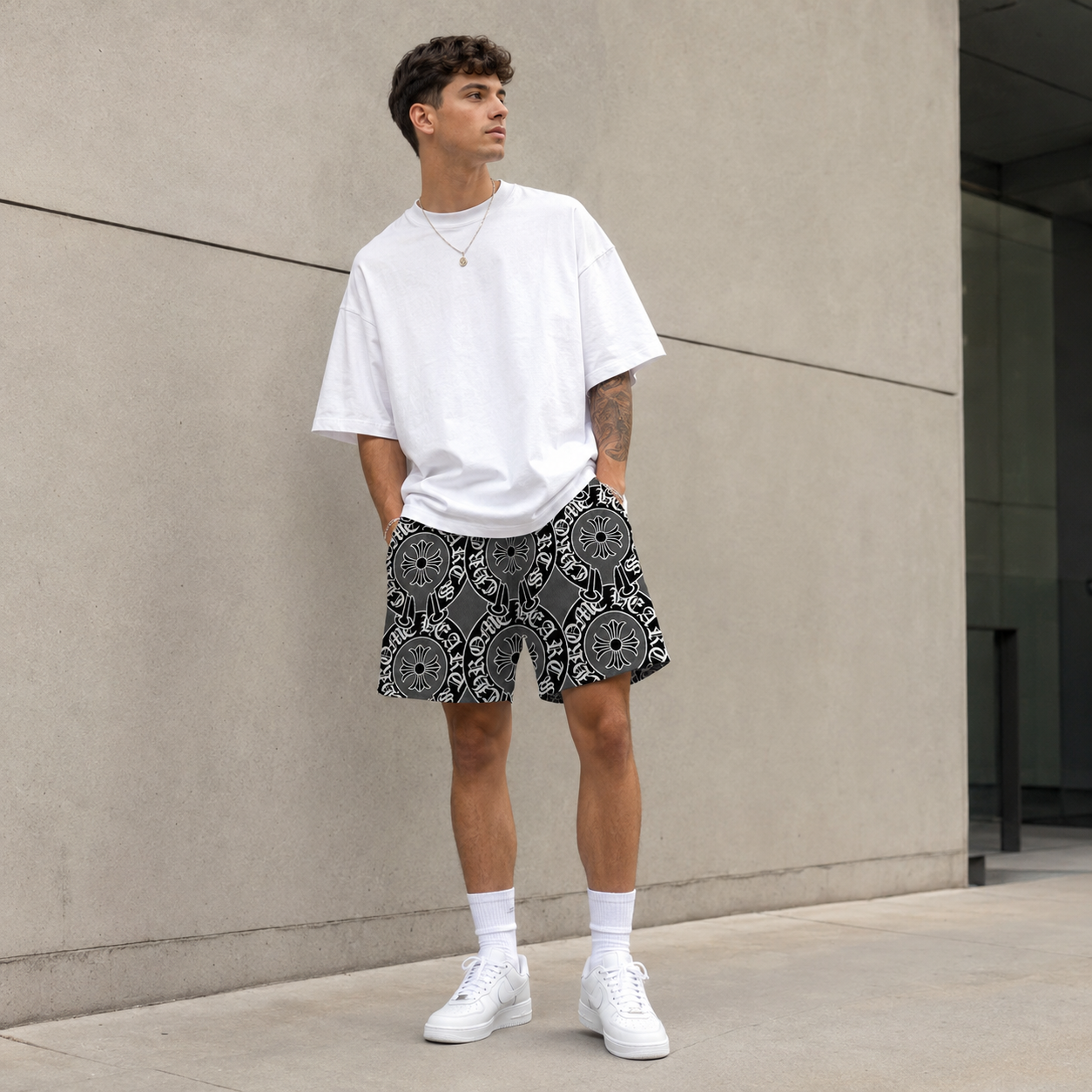 Gray Monogram CH Shorts