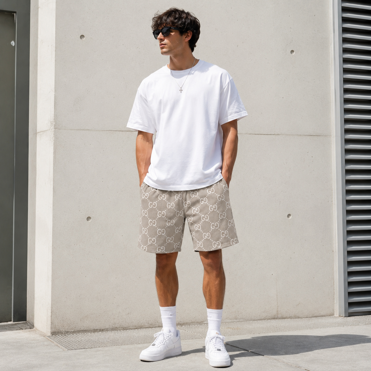 Cream GG Shorts