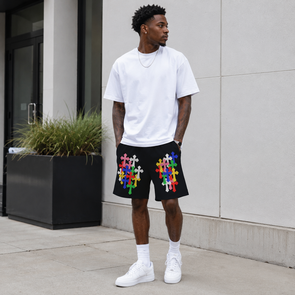 Multicolor Cross Shorts