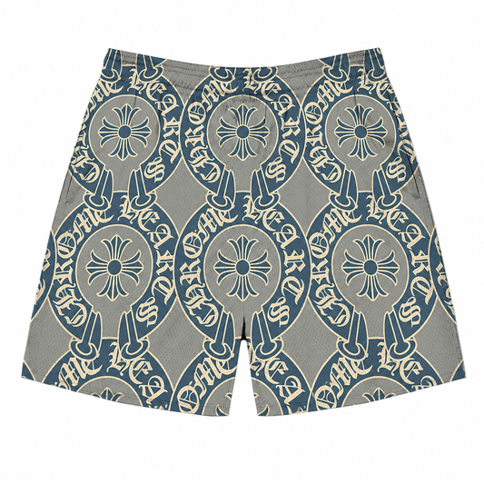 Muted Blue Monogram CH Shorts