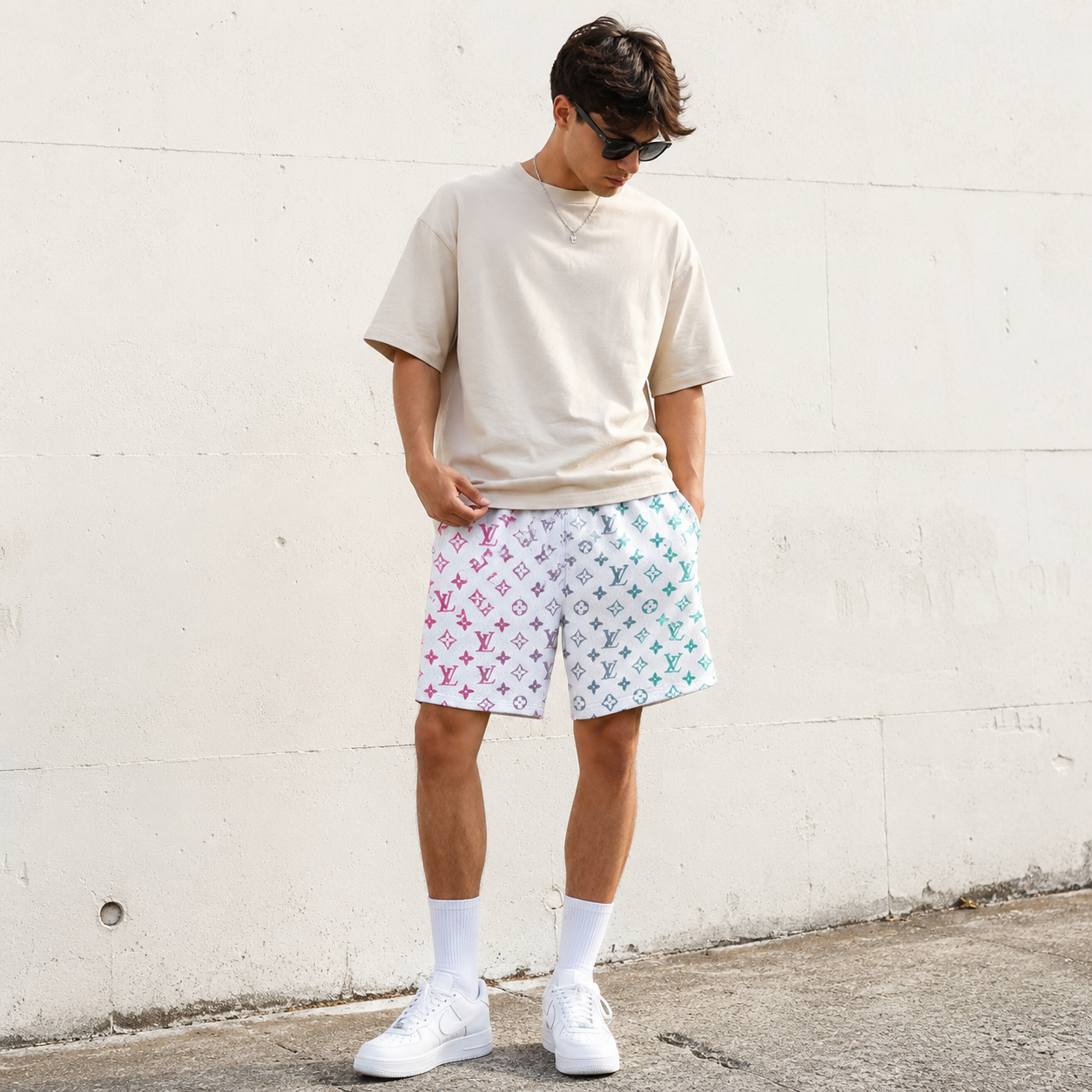 White Gradient Star Shorts