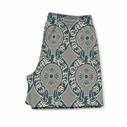 Muted Blue Monogram CH Shorts